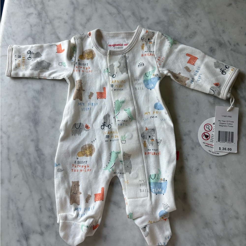 Magnetic Me Cream Footie One Piece with Cozy Comfort (Premie)